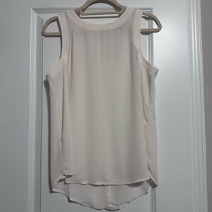 LOFT Cream Sleeveless Chiffon Tank Top